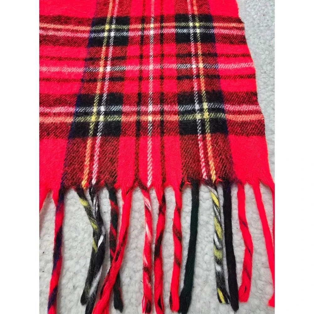 Vintage Troy Leisure Blanket Red Plaid Tartan Fringe Throw Made in USA 51x60